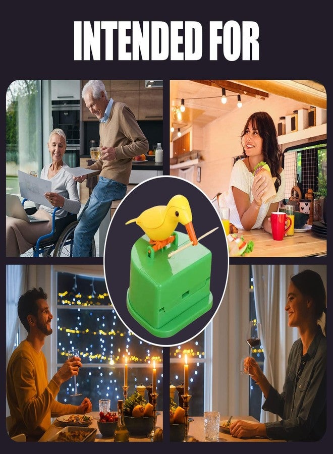 موزع أعواد أسنان من YudeWater، قطعتان، على شكل طائر، موزع أعواد أسنان صغير على شكل طائر، موزع أعواد أسنان مبتكر يعمل بالضغط على شكل طائر، علبة أعواد أسنان لطيفة ومرحة للمطبخ، حامل أعواد أسنان على شكل طائر - Image 4